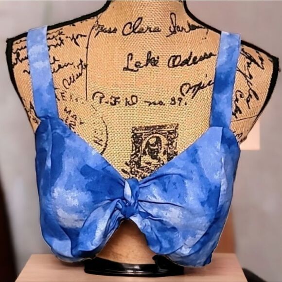 Tie Dyed Blue  Bra Style Top Size L - Picture 1 of 7